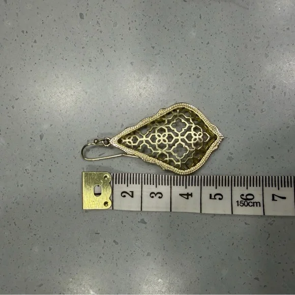 Kendra Scott Gold Filigree Teardrop Dangle Earrings - Picture 3 of 4